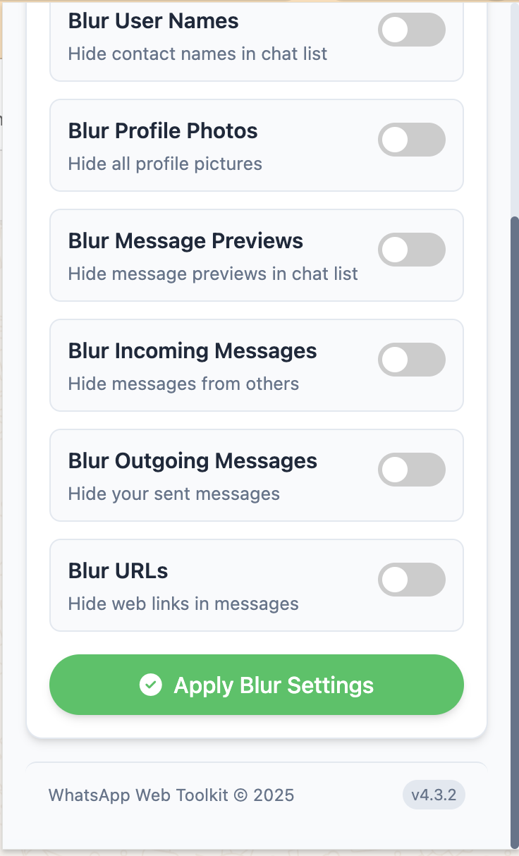 Apply Blur Settings
